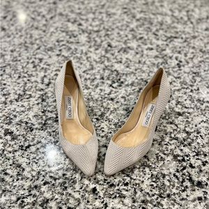 Jimmy Choo White Knit Heels